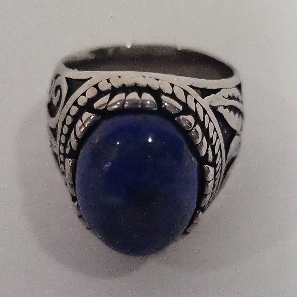 Lapis Lazuli Natural Gemstone Handmade Men's Ring Size 9 NWT